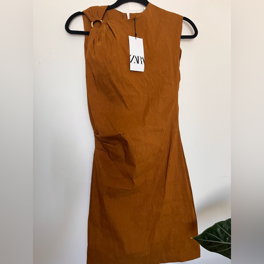 ZARA ELASTICIZED LINEN DRESS